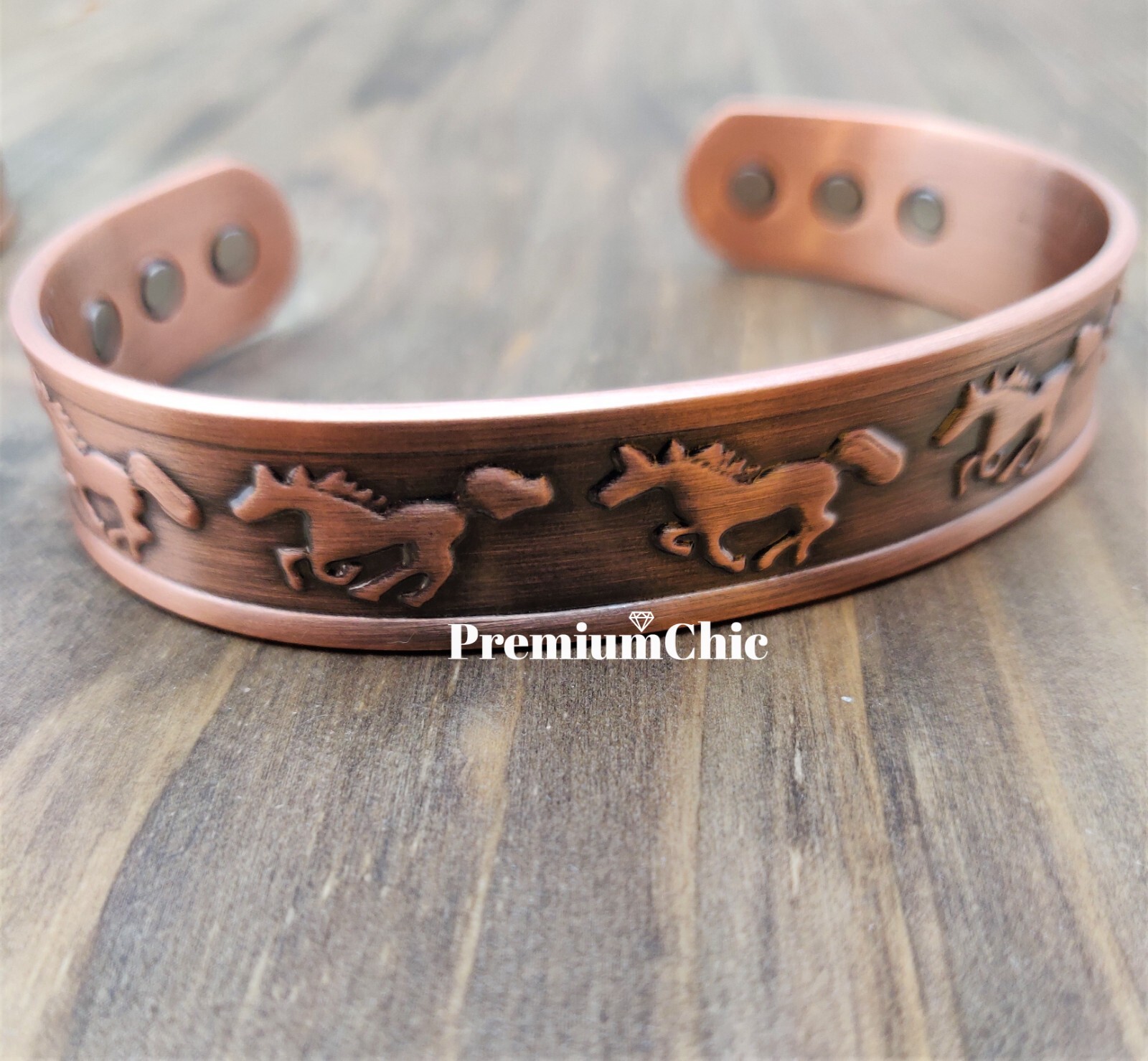 PURE SOLID COPPER Magnetic Bracelet Men’s Arthritis Therapy Horse Western Cuff