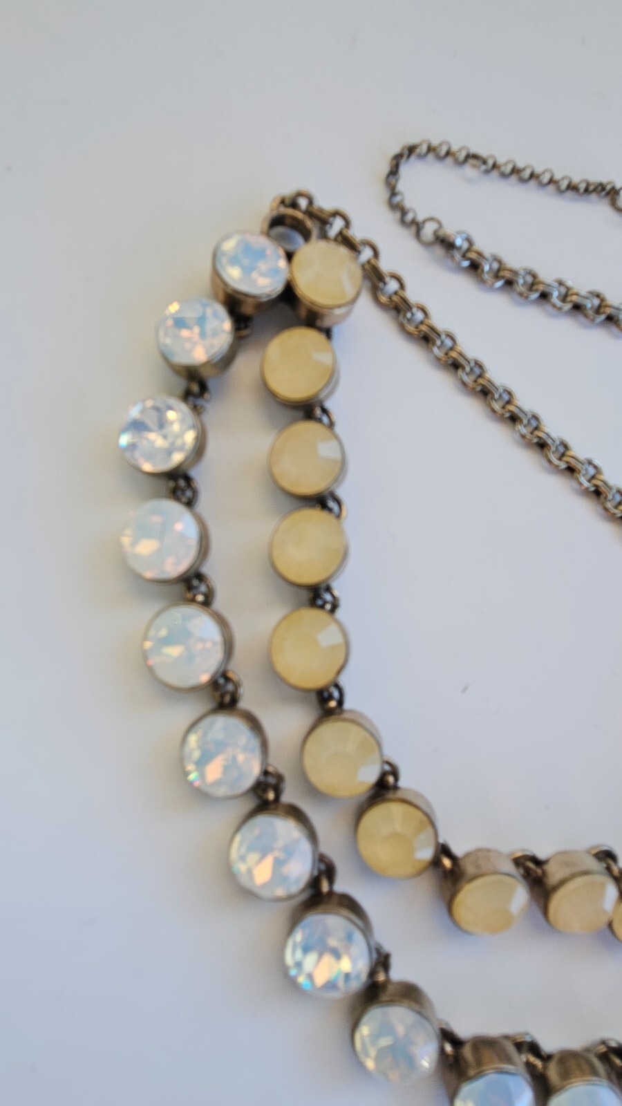 Loft Antique Gold Tone Two Strand Chunky Cream & Iridescent Career Necklace