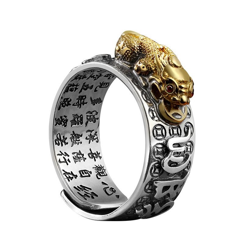 2x Feng Shui Pixiu Mantra Amulet Lucky Adjustable Ring Buddhist Good Luck Mantra