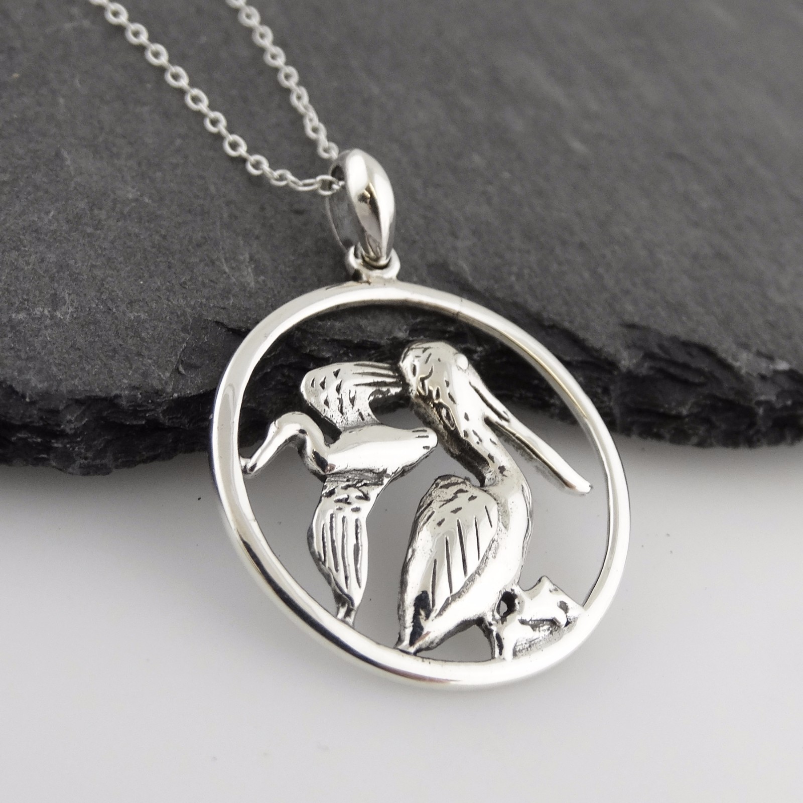 Pelican Necklace – 925 Sterling Silver – Pendant Surf Beach Birds Pelicans