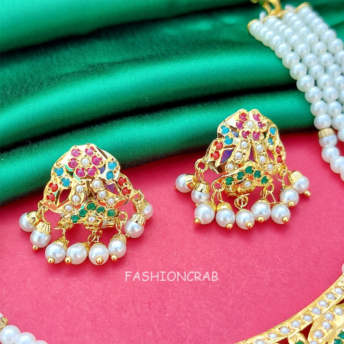 Indian Bollywood Style Simi Jadau Set Multicolor