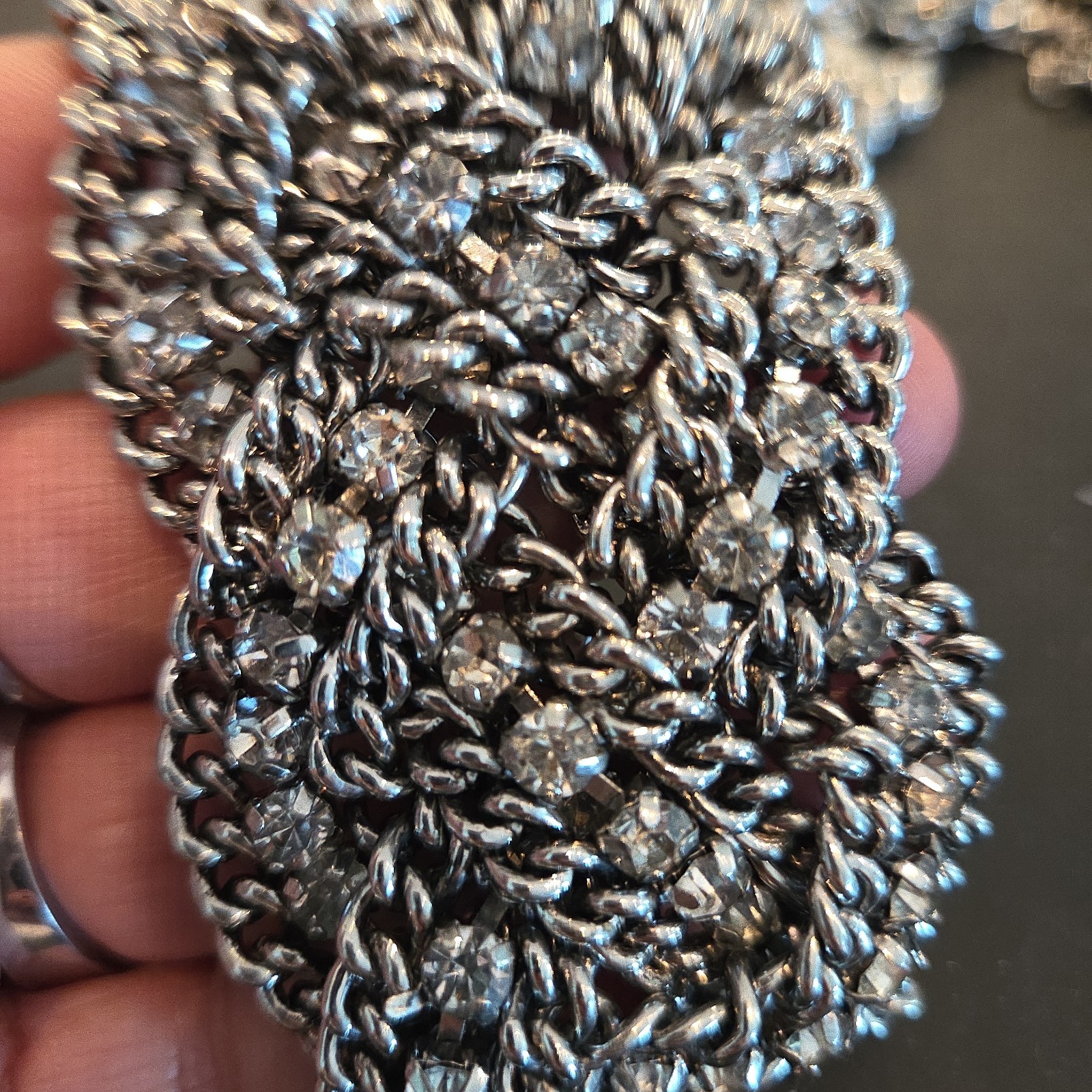 STELLA & DOT RETRO CZ SILVER WRAP BRACELET, LOBSTER CLOSURE Very heavy