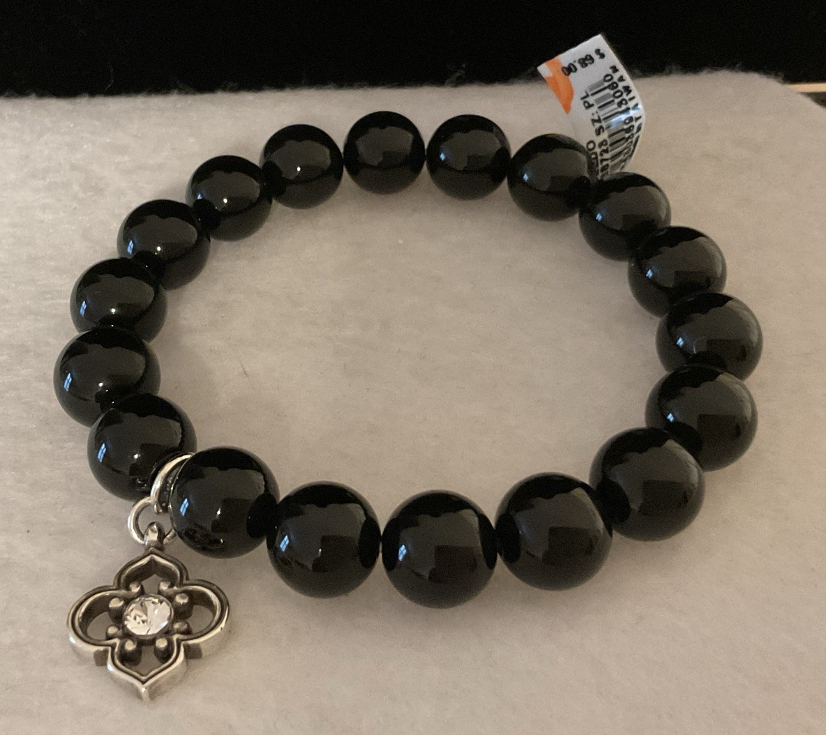 BOLD & BEAUTIFUL NWT BRIGHTON TOLEDO BLACK BEAD + CHARM STRETCH BRACELET RP $68