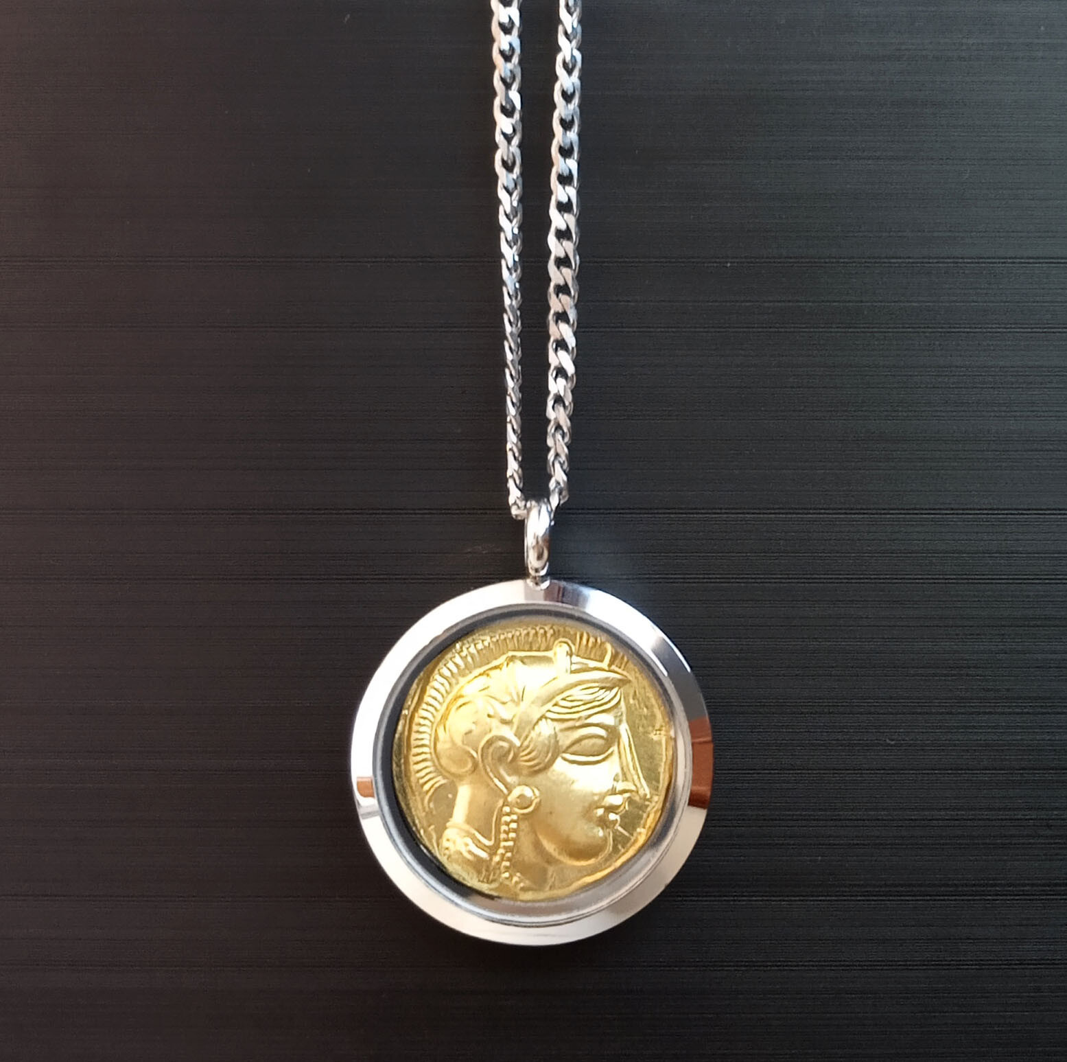 Greek Mythology Owl of Athena Phoenix Ancient Greece Bird Coin Pendant Necklace