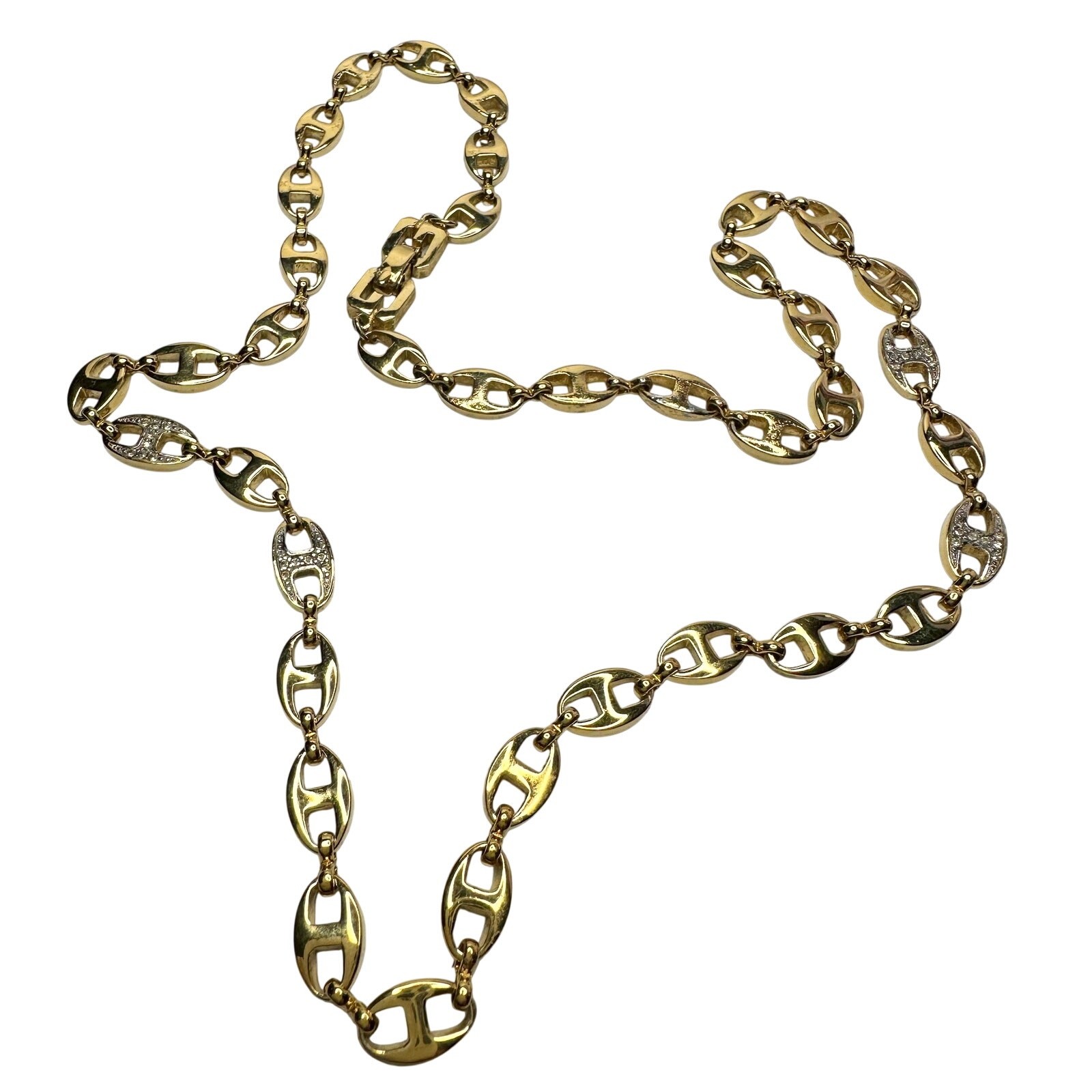 Givenchy Puffed Anchor Mariner 21″ Chain Necklace w 4 Rhinestoned Links