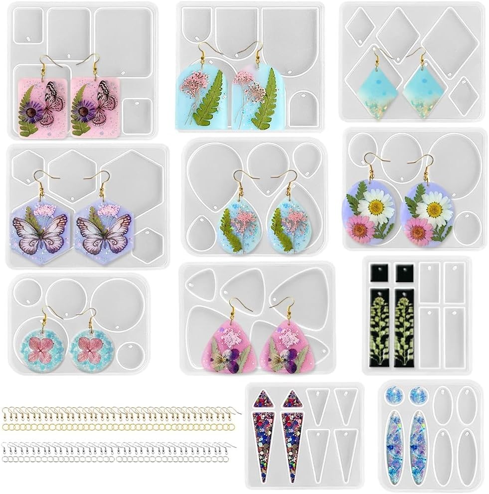 Earrings Molds with Varieties of Shapes and Sizes, 171Pcs Resin Jewelry Makin…