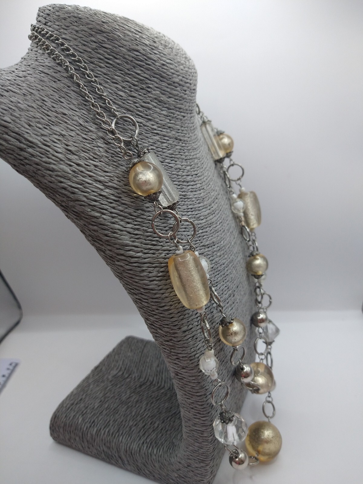 Necklace y2k metal glass silver tone retro Christmas Cottagecore Statement