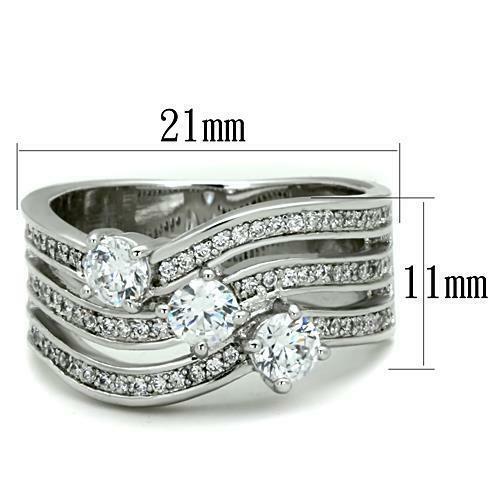 TK1683 – High polished (no plating) Stainless Steel Ring with AAA Grade CZ in