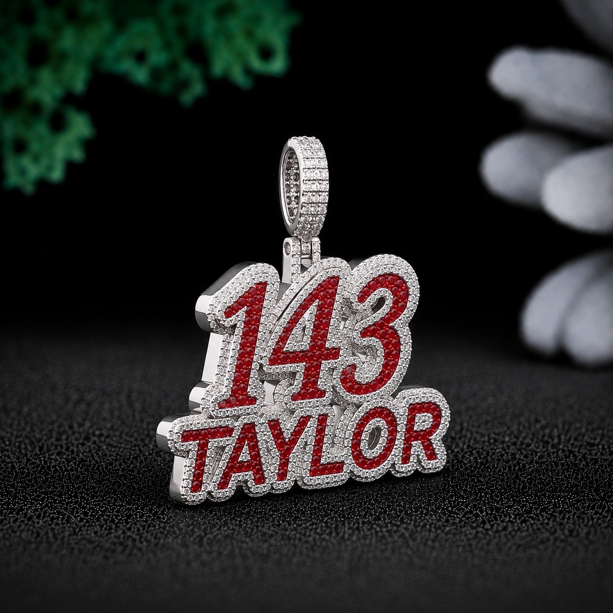 318 Toot Iced Out Pendant 925 Sterling Silver Orange CZ Hip Hop Necklace
