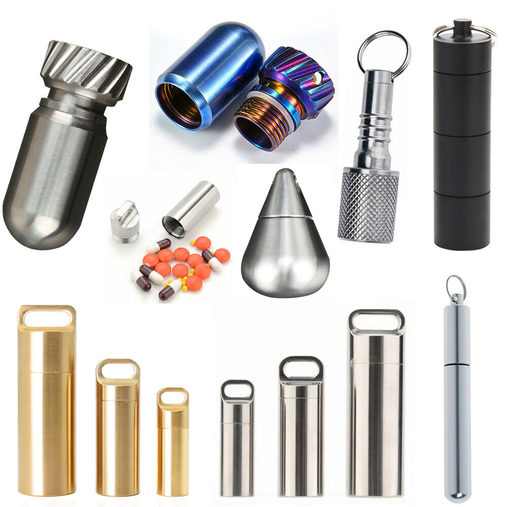 Pill Pendant Necklace EDC Capsule Medicine Box Case Capsule Outdoor Tool USA++