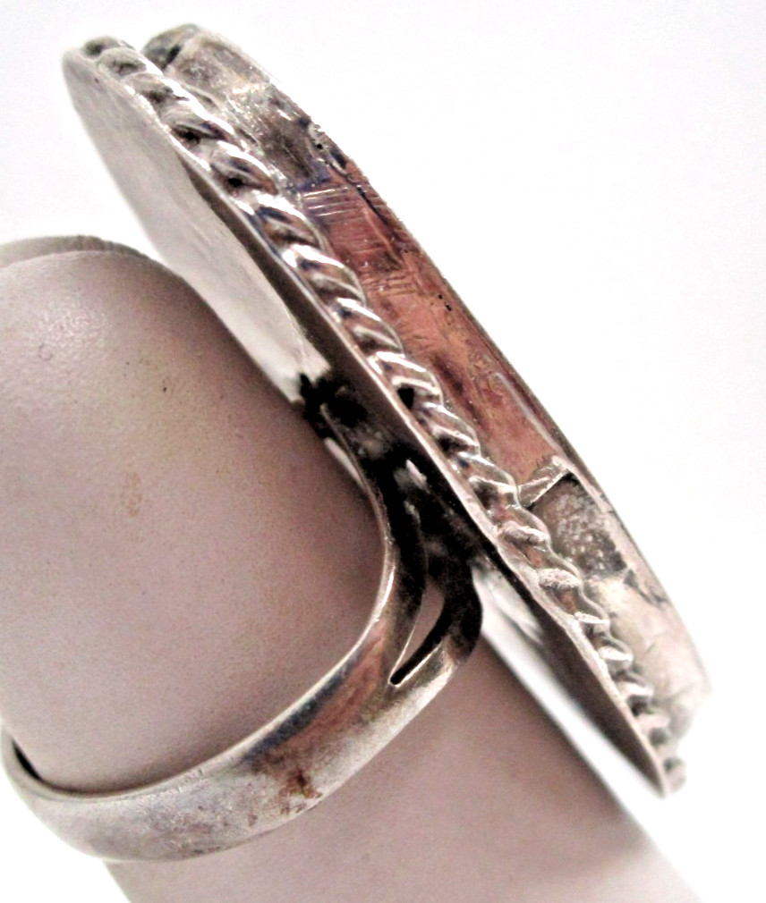 1970 Vintage Sterling Silver Hopi Zuni Inlaid Abalone Sunset Cactus Ring