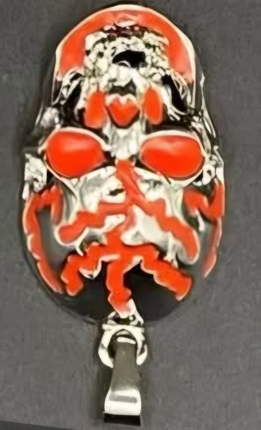 Stainless Steel Red Enamel Skull Charm Pendant Silver Tone Gothic Biker
