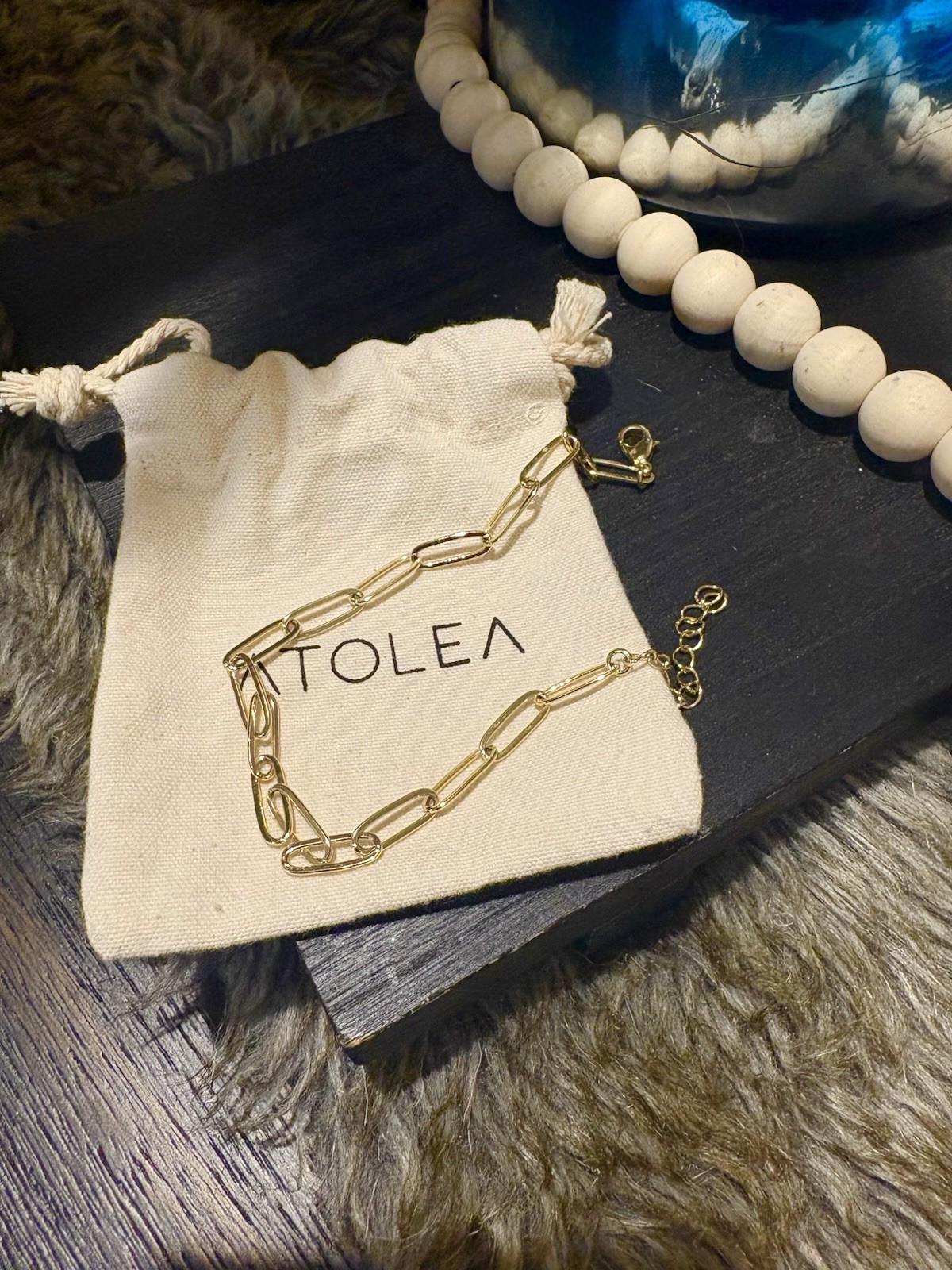 ATOLEA Paper Clip box Chain Gold Plated Bracelet