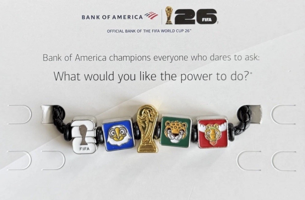 FIFA World Cup 26 Bank Of America Braided RARE WHITE FIFA Charm Bracelet