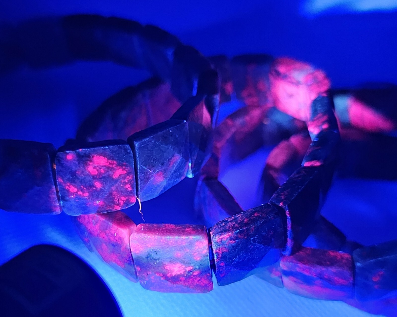 Ruby Kyanite Faceted UV Reactive Bangle 14mm