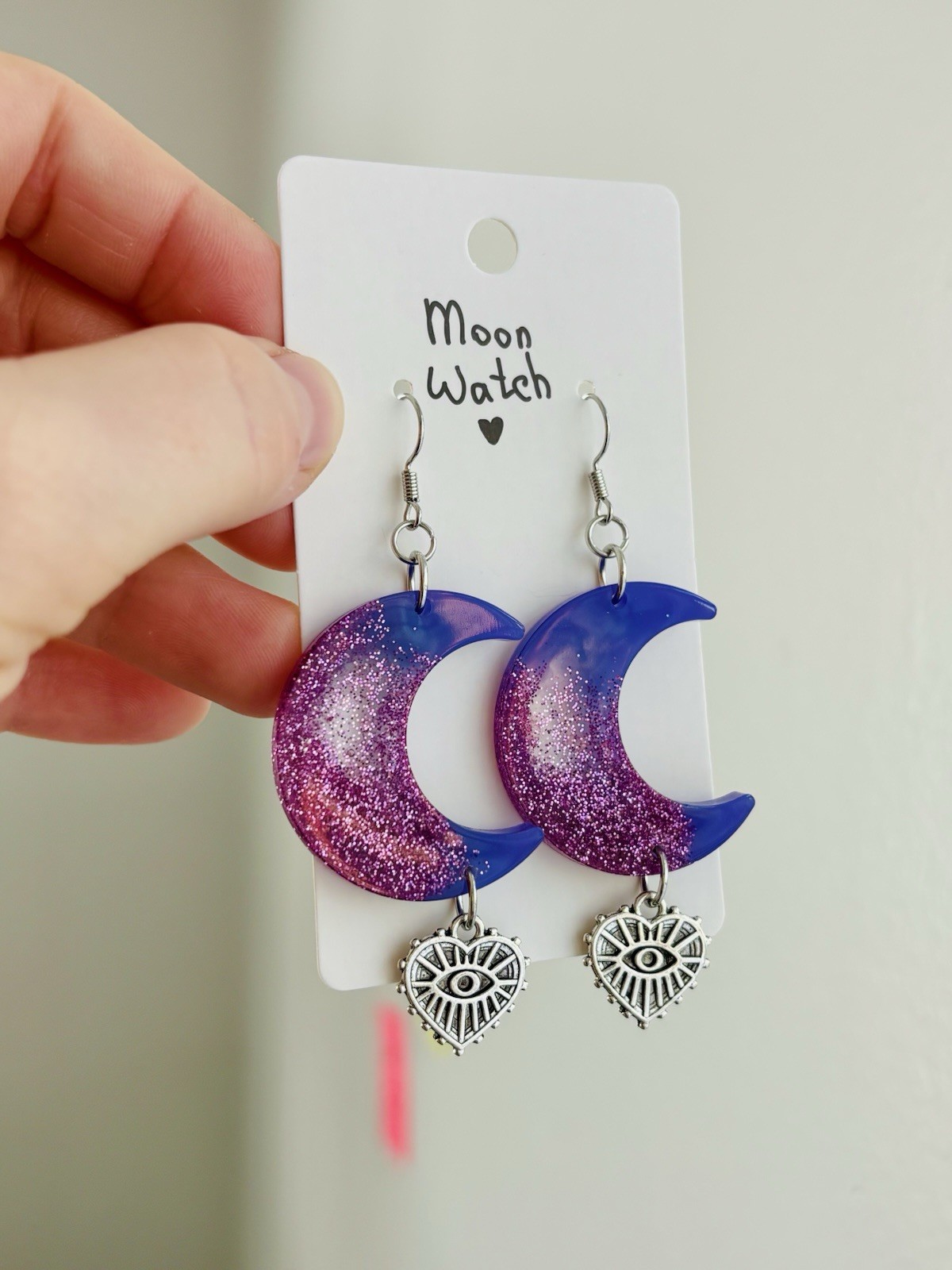 Moon Watch Crescent Moon Earrings Handmade Resin Celestial Witchy Jewelry