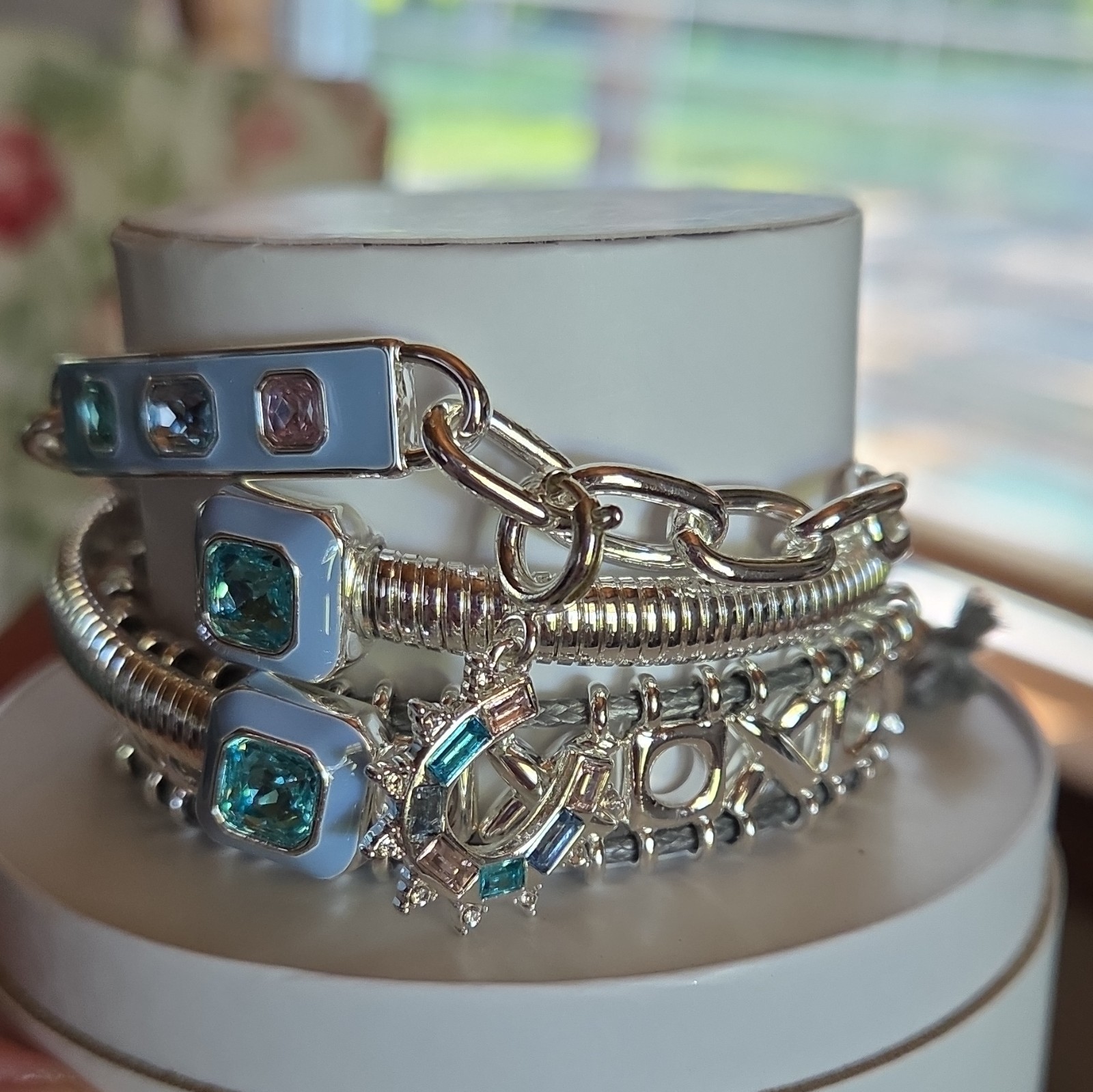 BP Spring Stack Blessed And Protected Silver Plated Stack Bracelet Horseshoe