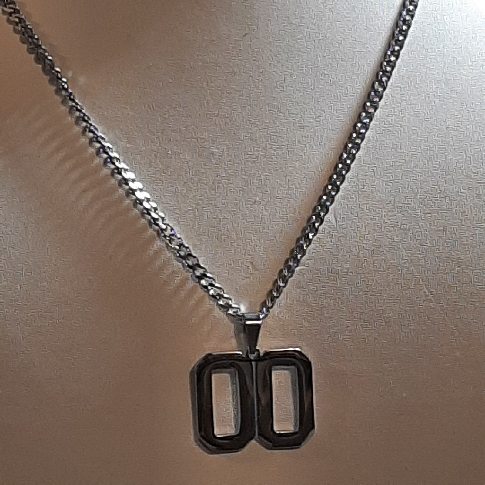 #50-#99 SPORTS FOOTBALL NUMBER Pendant Charm / 18″-24″ STAINLESS CHAIN NECKLACE