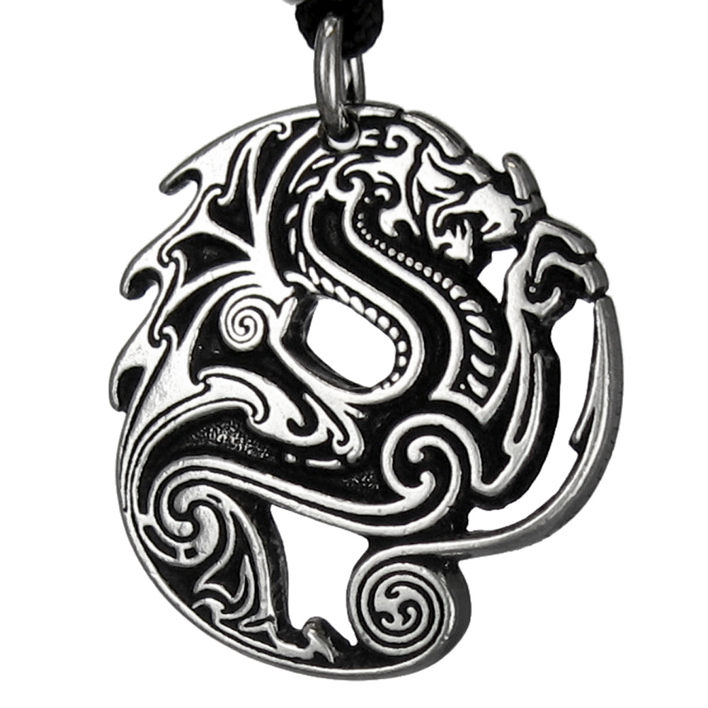 Pewter Beowulf Dragon Necklace Jewelry – Made in the USA – Gothic Pendant