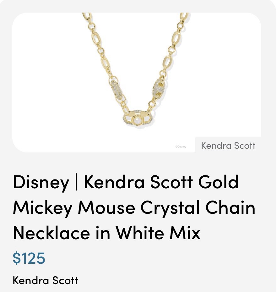 Disney Parks x Kendra Scott Gold Tone Mickey Crystal & Pearl Necklace NWT