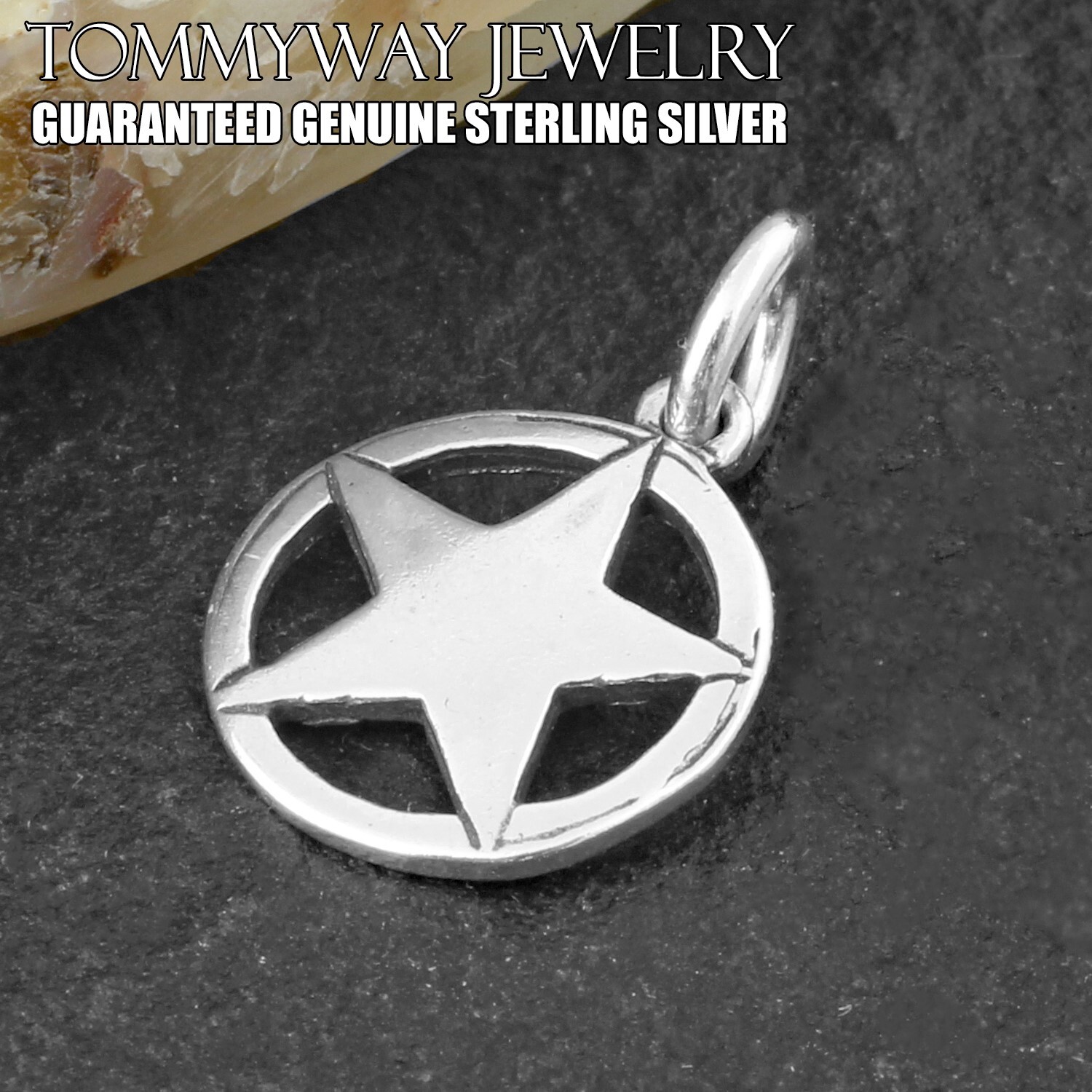 Genuine 925 Sterling Silver Texas Lone Star Charm Pendant