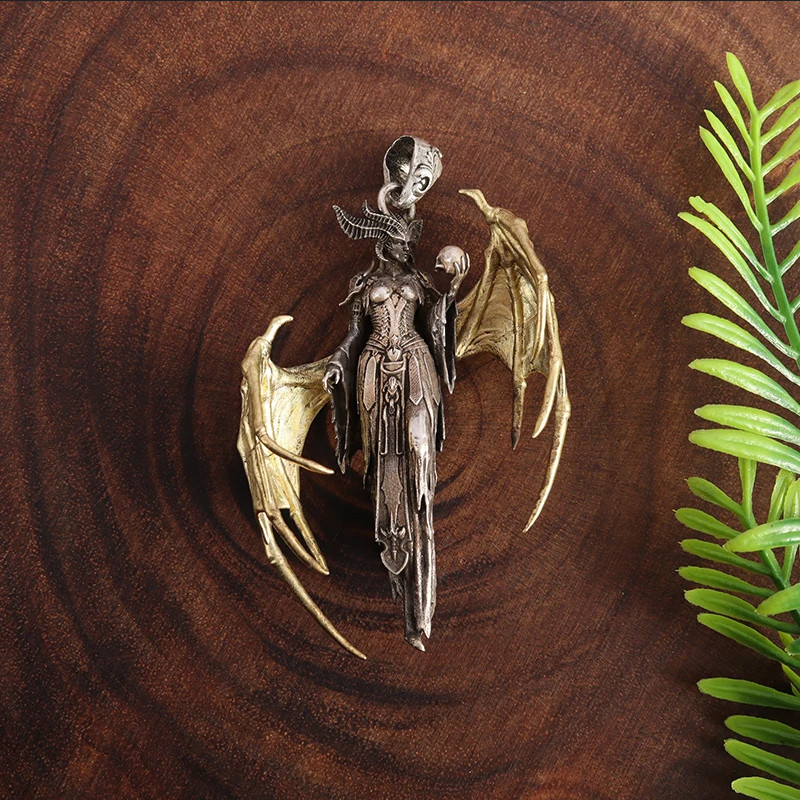 Hell Demon Jewelry Vintage Silver Sexy Goddess Standing Pendant Necklace