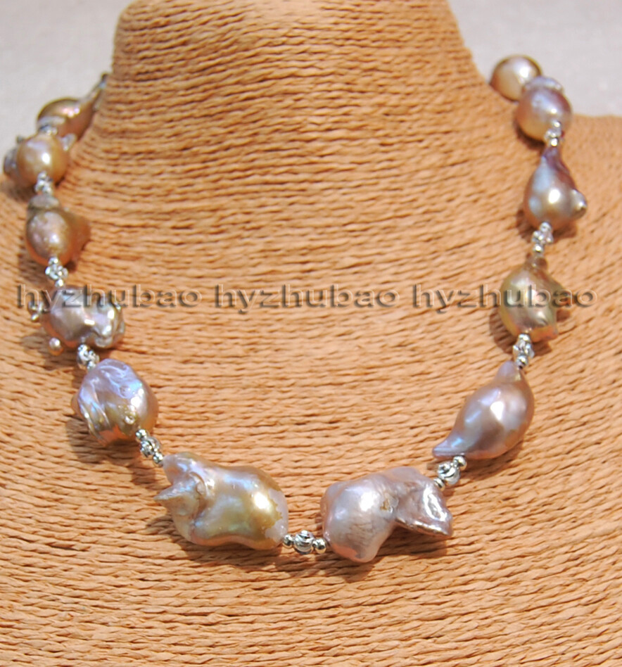 16″ 18″ 22″ 25″ Big 18-25mm Natural South Sea Purple Baroque Pearl Necklace AAA+