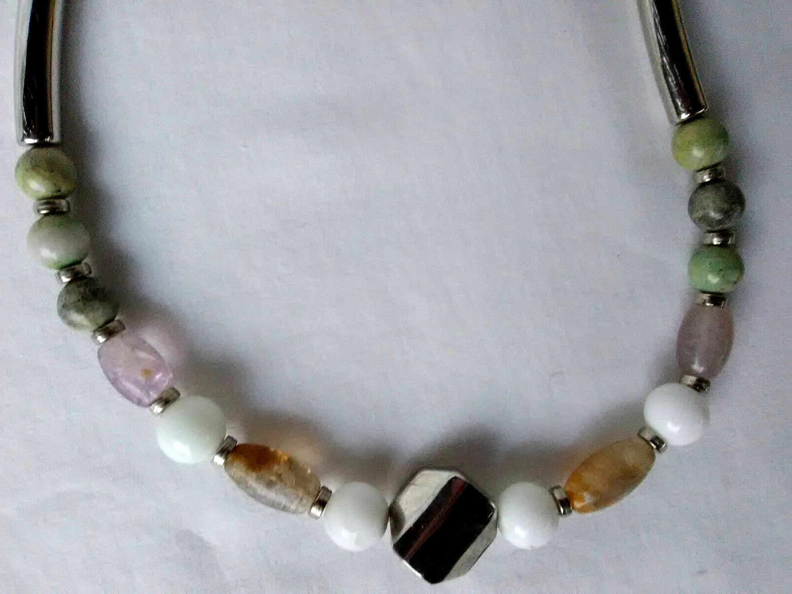 17″ Vintage Multi Color Graduated Polished Agate Beaded US Seller Necklace New