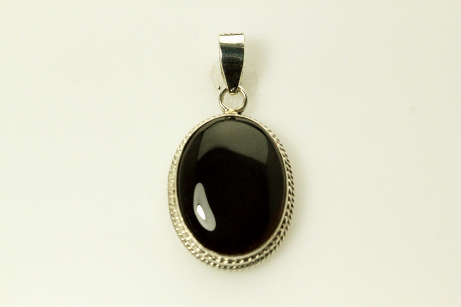 925 Sterling Silver Large Oval Black Stone Pendant 11.8 Grams (PEN7378)