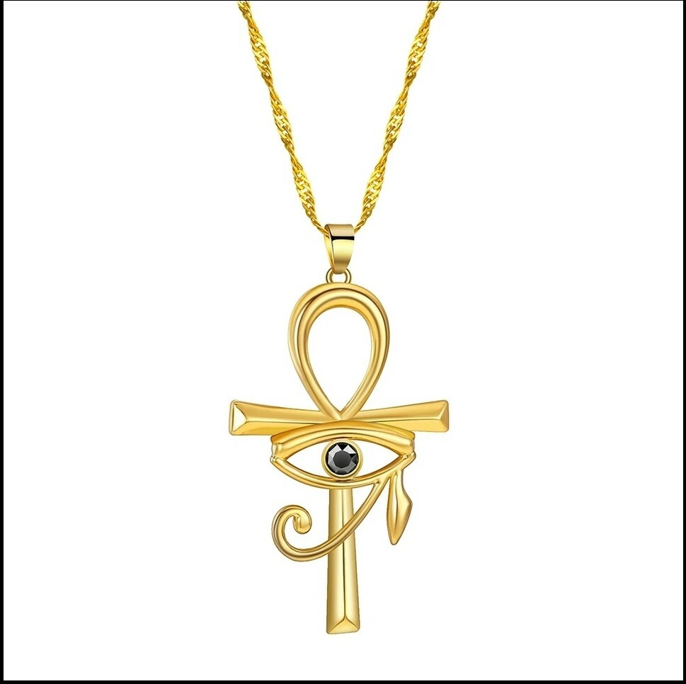 Women’s Fashion Jewelry Gold Color Ancient Evil Eye Cross Ankh Necklace 86-4