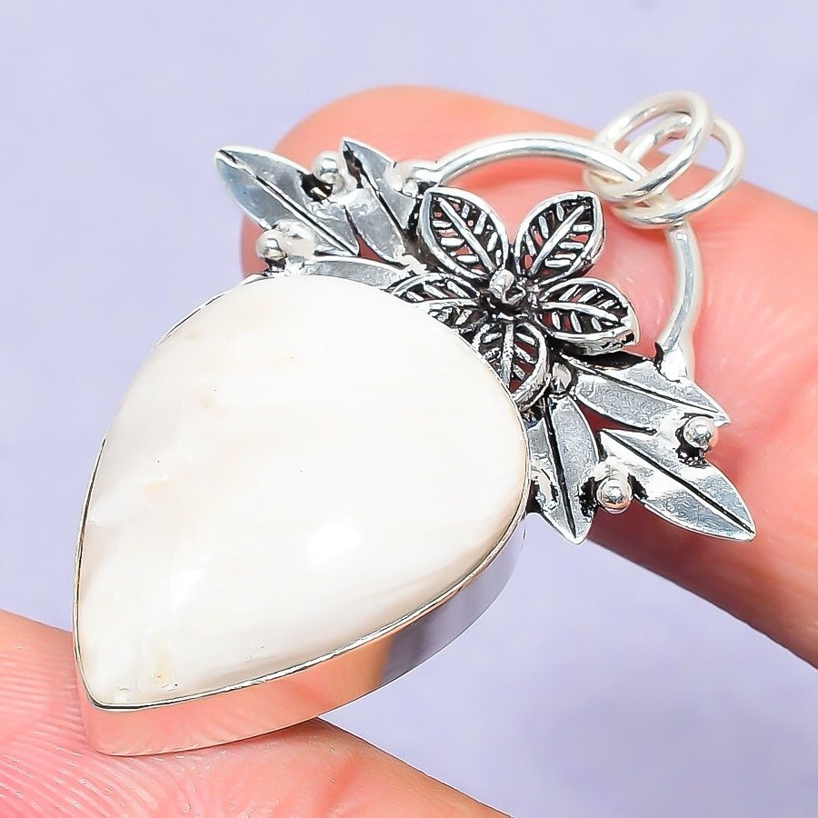Women’s Day Gift Orange Scolecite Silver Gift For Sister Natural Pendant 1.69″