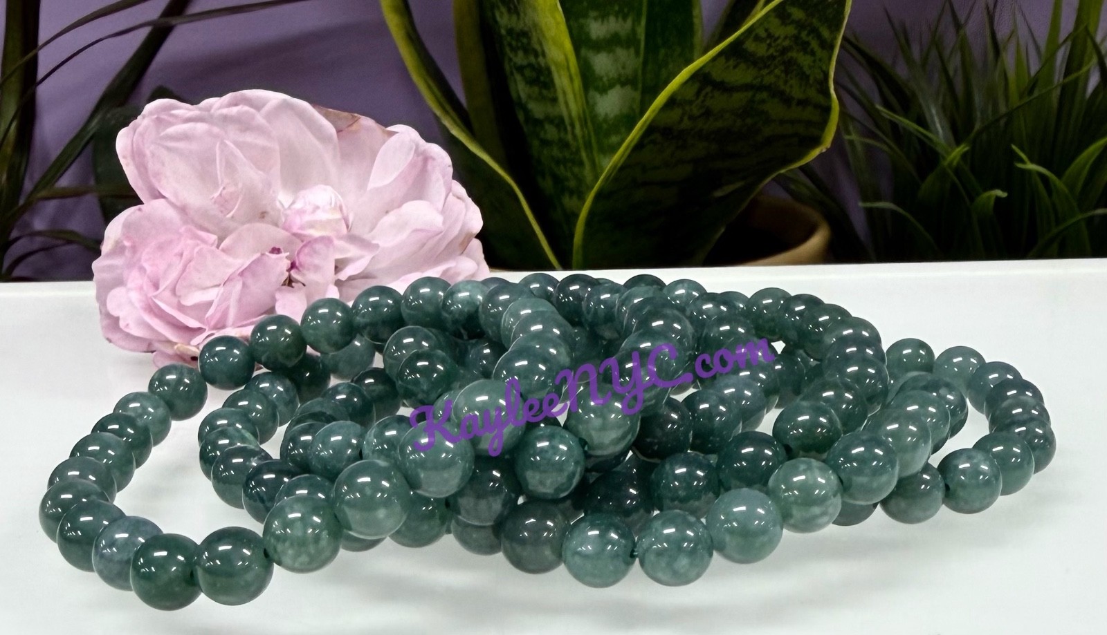 Wholesale 6 Pcs Natural Dark Green Burma Jade 7.7mm 7.5” Crystal Bracelet