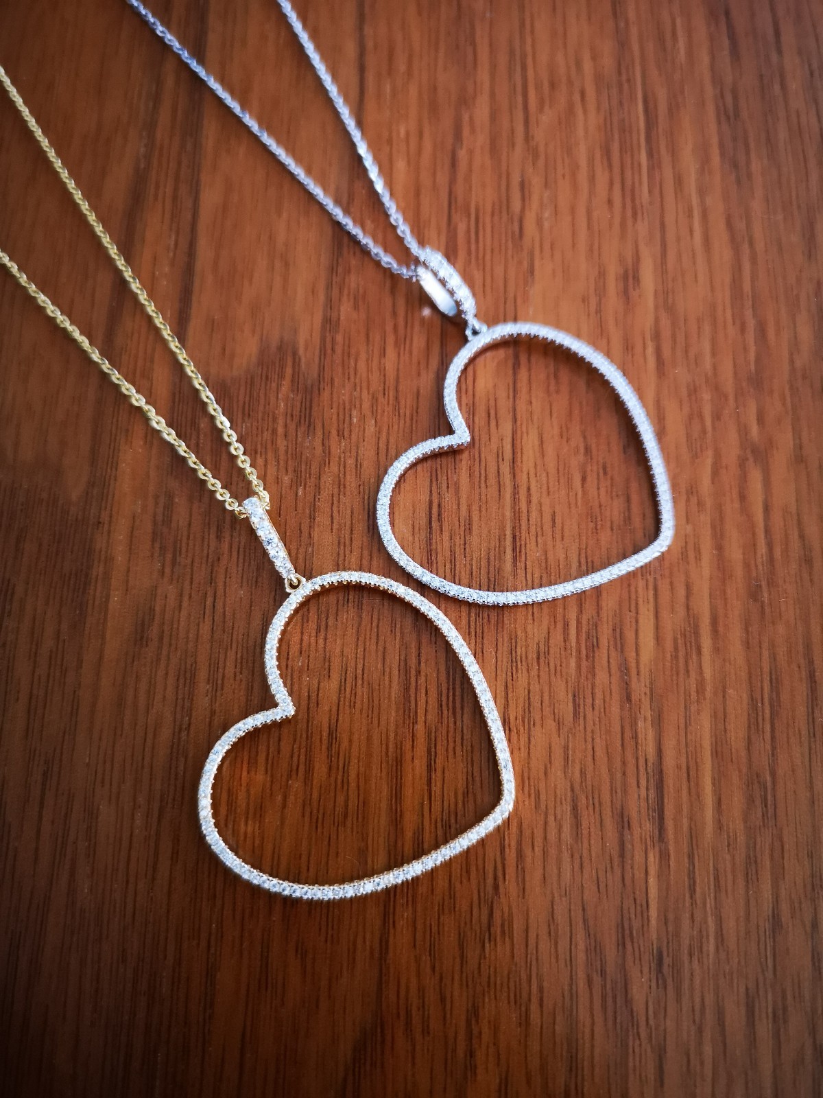 Heart Shape Simulated Diamond Pendant with Chain in 14K White Yellow Gold Finish