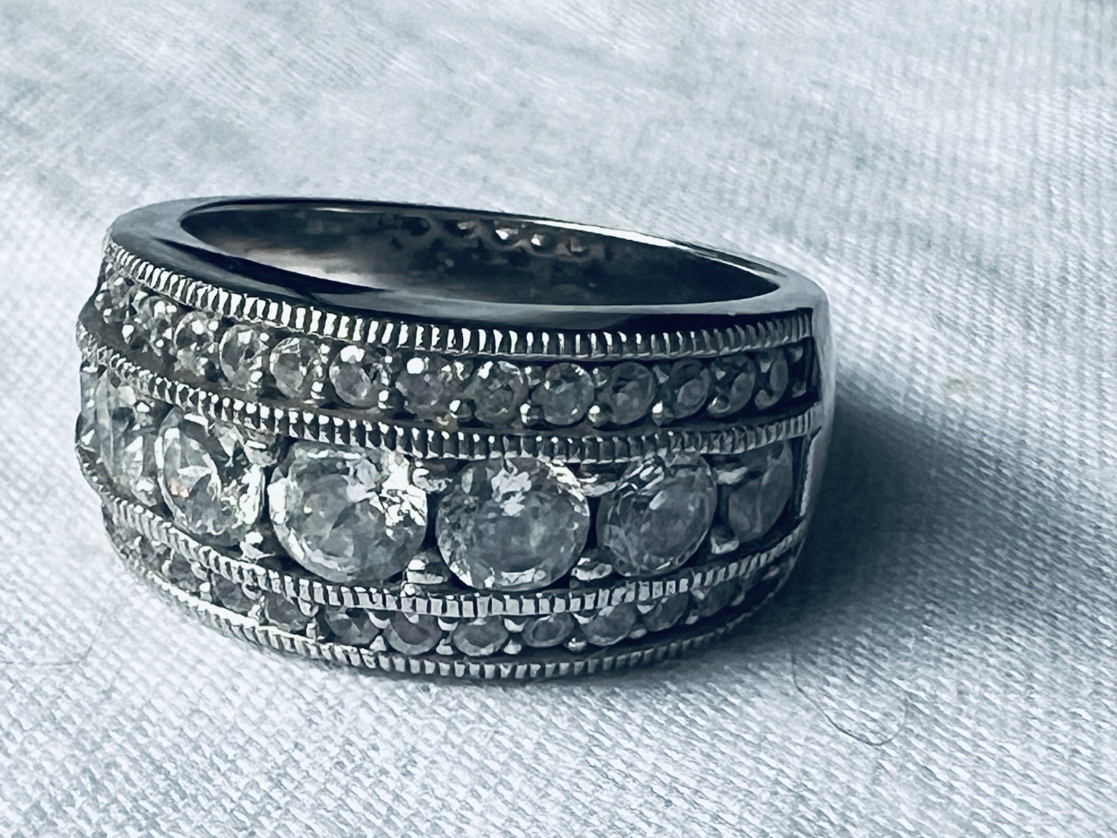 FE 925 Sterling Silver Multi-CZ Band Ring, Size 4.75