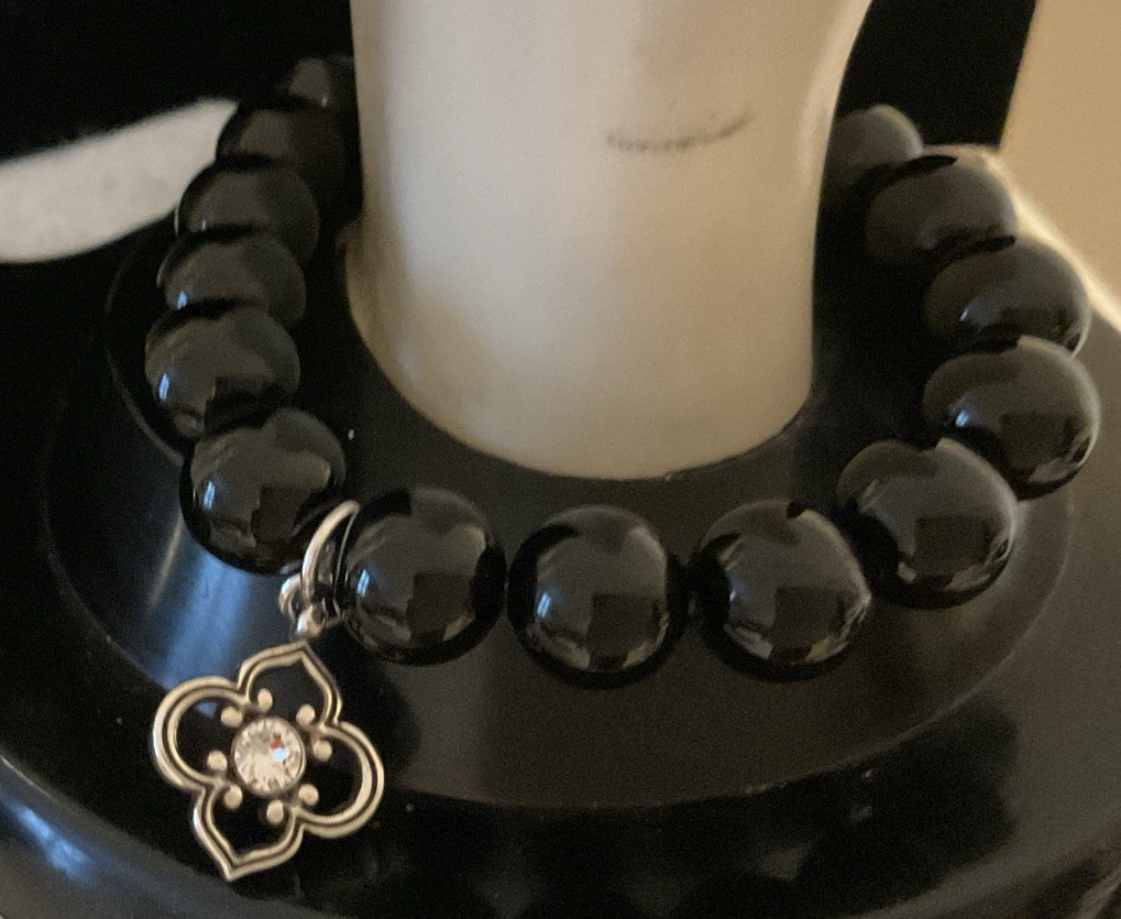BOLD & BEAUTIFUL NWT BRIGHTON TOLEDO BLACK BEAD + CHARM STRETCH BRACELET RP $68