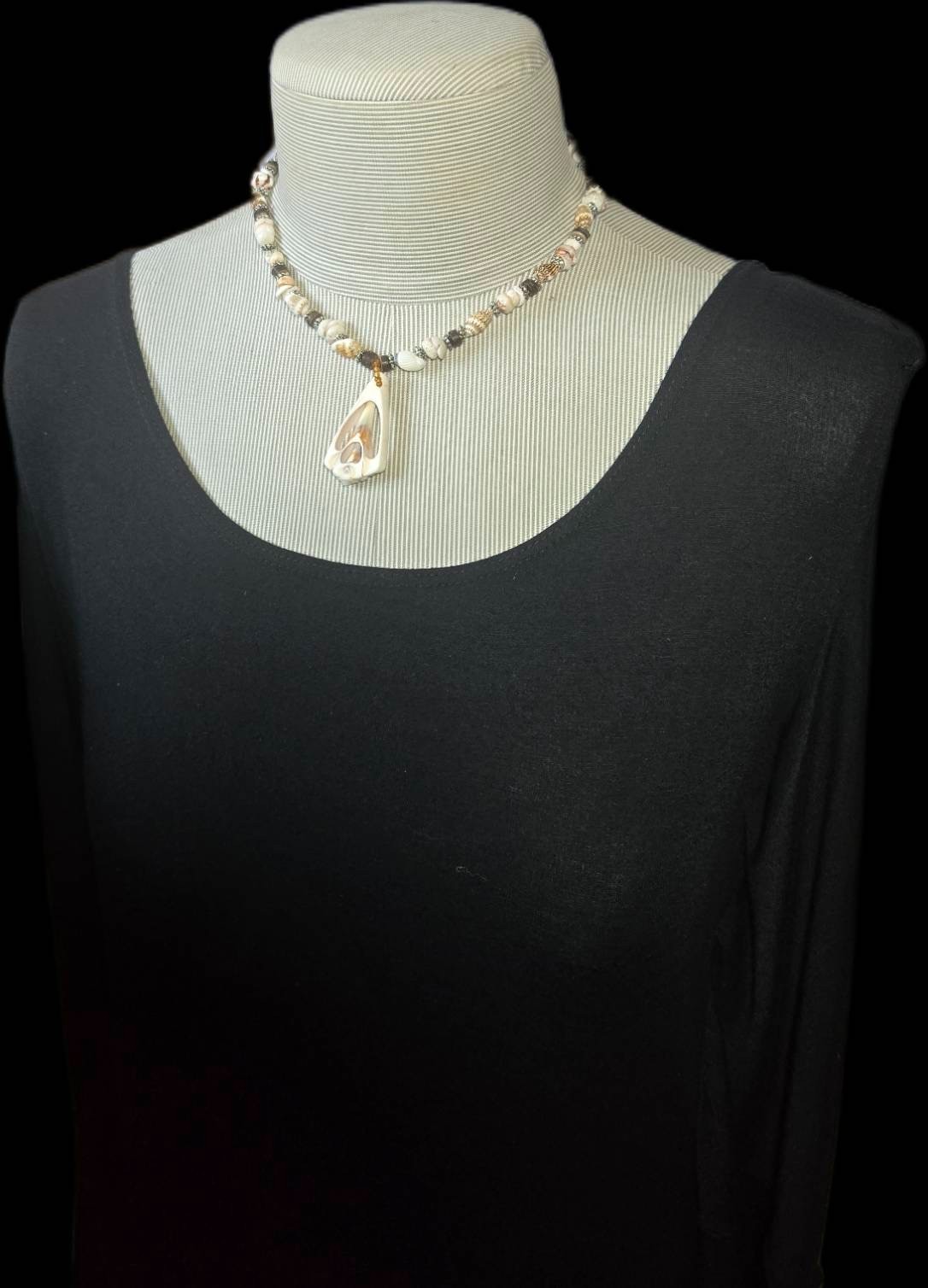Handmade Beaded Shell Pendant Necklace Set Beach Boho Coastal Jewelry Lot 6 pc