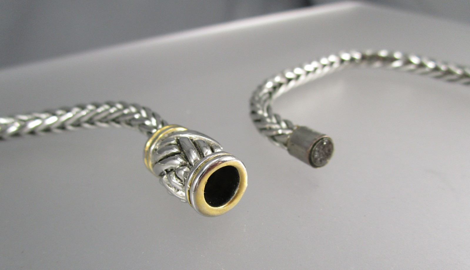 Silver Tone Wheat link Chain 17″ Necklace Collar Magnetic Clasp 791