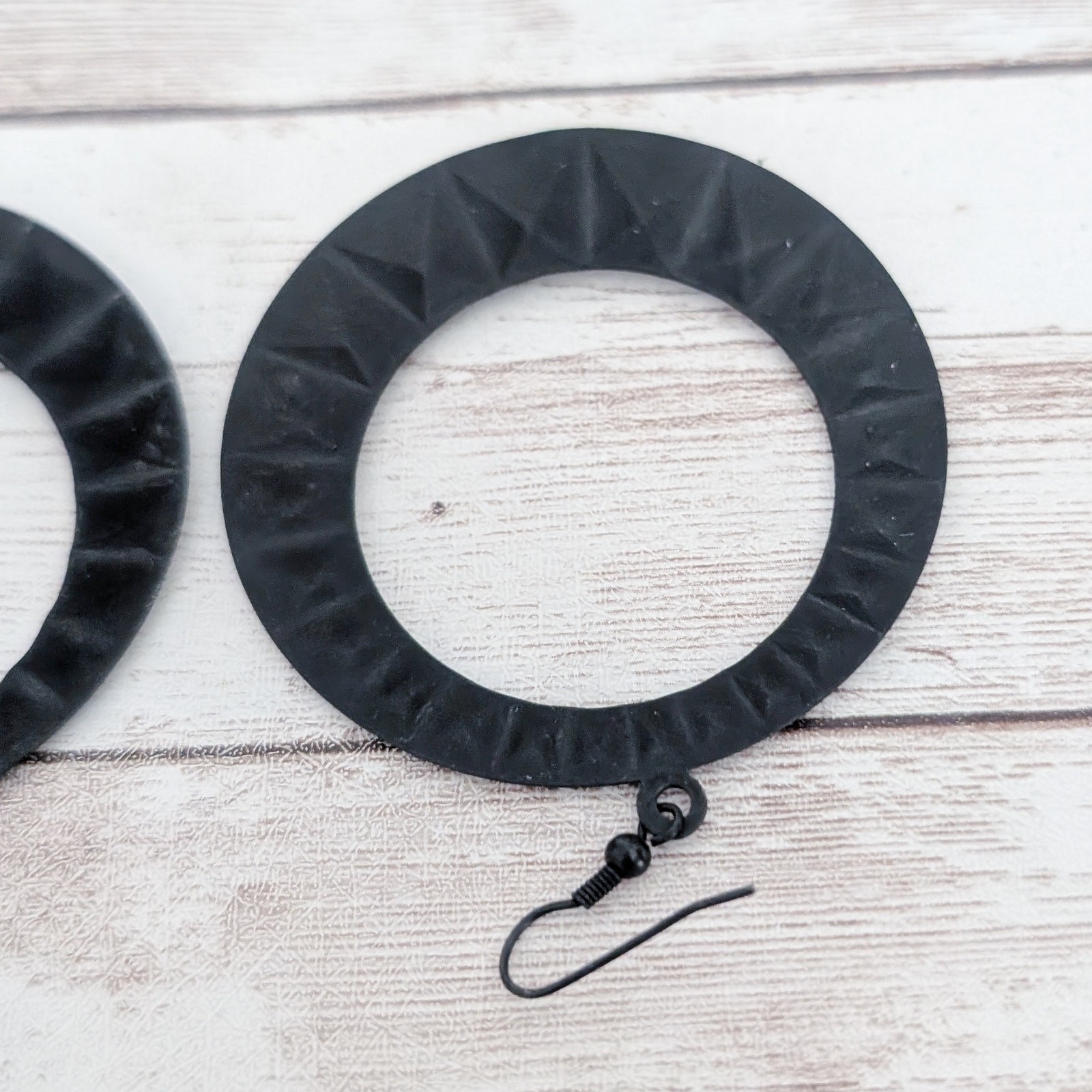 Extra Large Black Dangle Earrings 2.5″ – Fair Condition