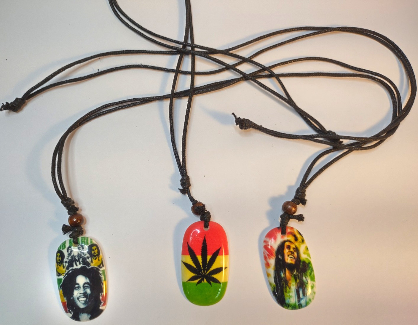 BOB MARLEY Necklaces Lot of 3 Cannabis Rasta Marijuana Weed Leaf