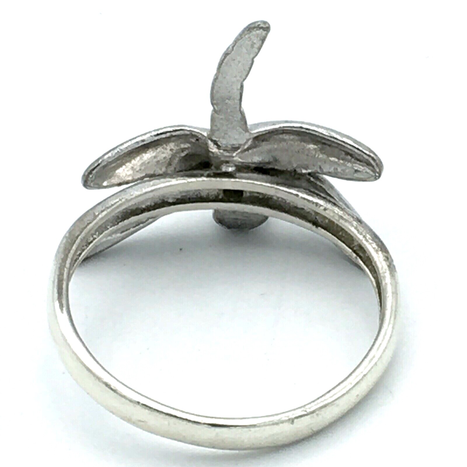 DRAGONFLY ring sterling silver size 8.75 – clear glass rhinestone 925 insect bug