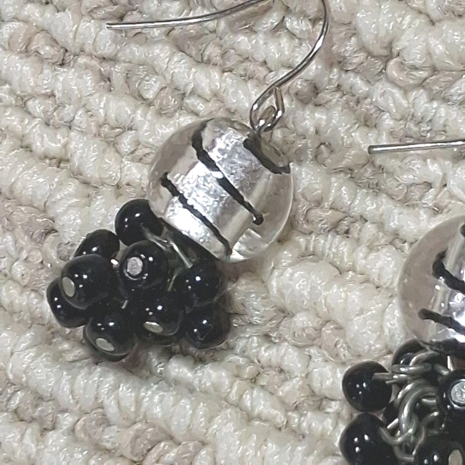 Onyx Lucite Sphere Tiered Statement Pierced Jewelry Women Stylish Retro Earrings