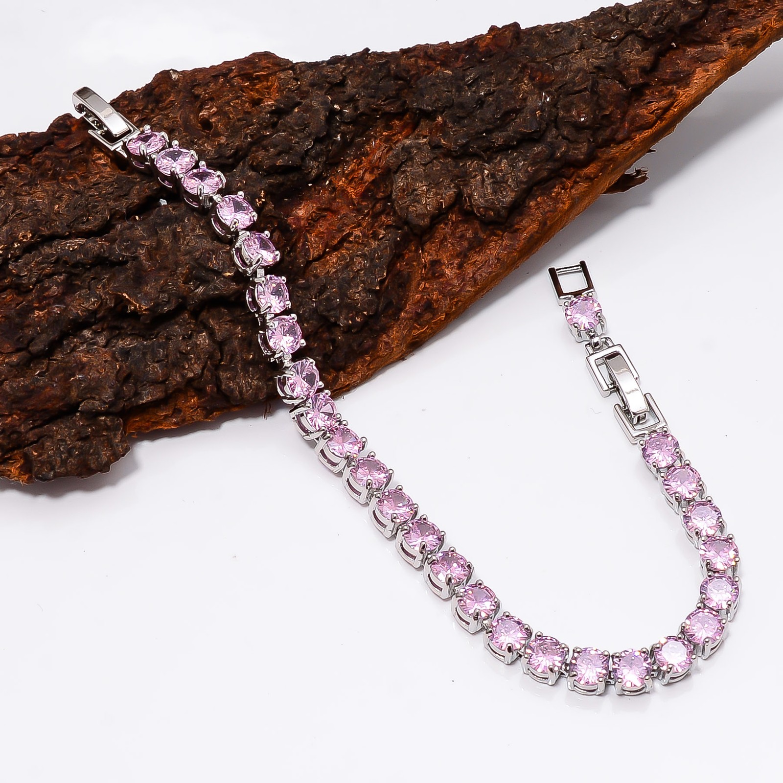 Pink Kunzite 925 Sterling Silver Adjustable Bracelet 7-8″ B12719, Gift for her