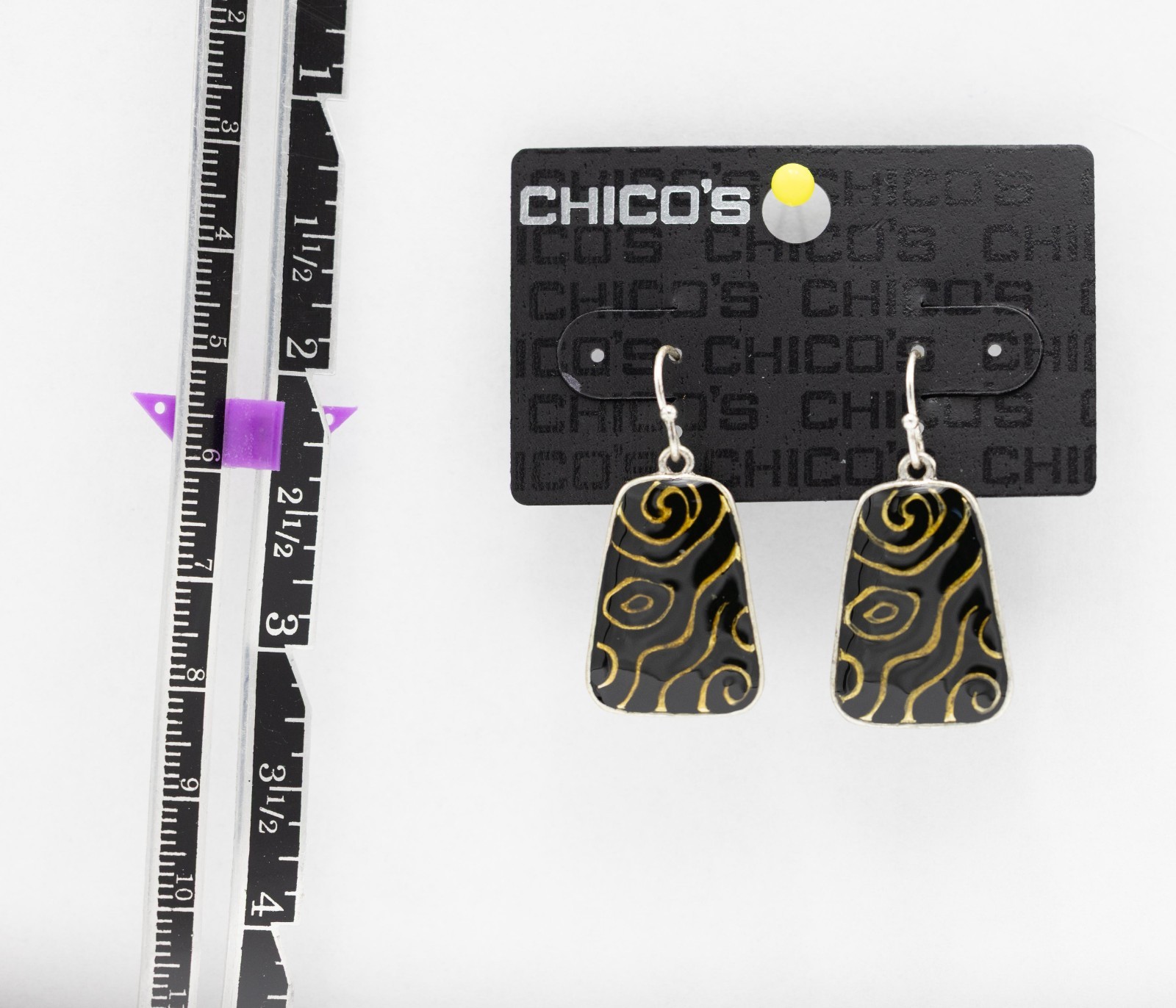Chico’s Drop Earrings NWT Brown/Gold Silver-Tone Accents