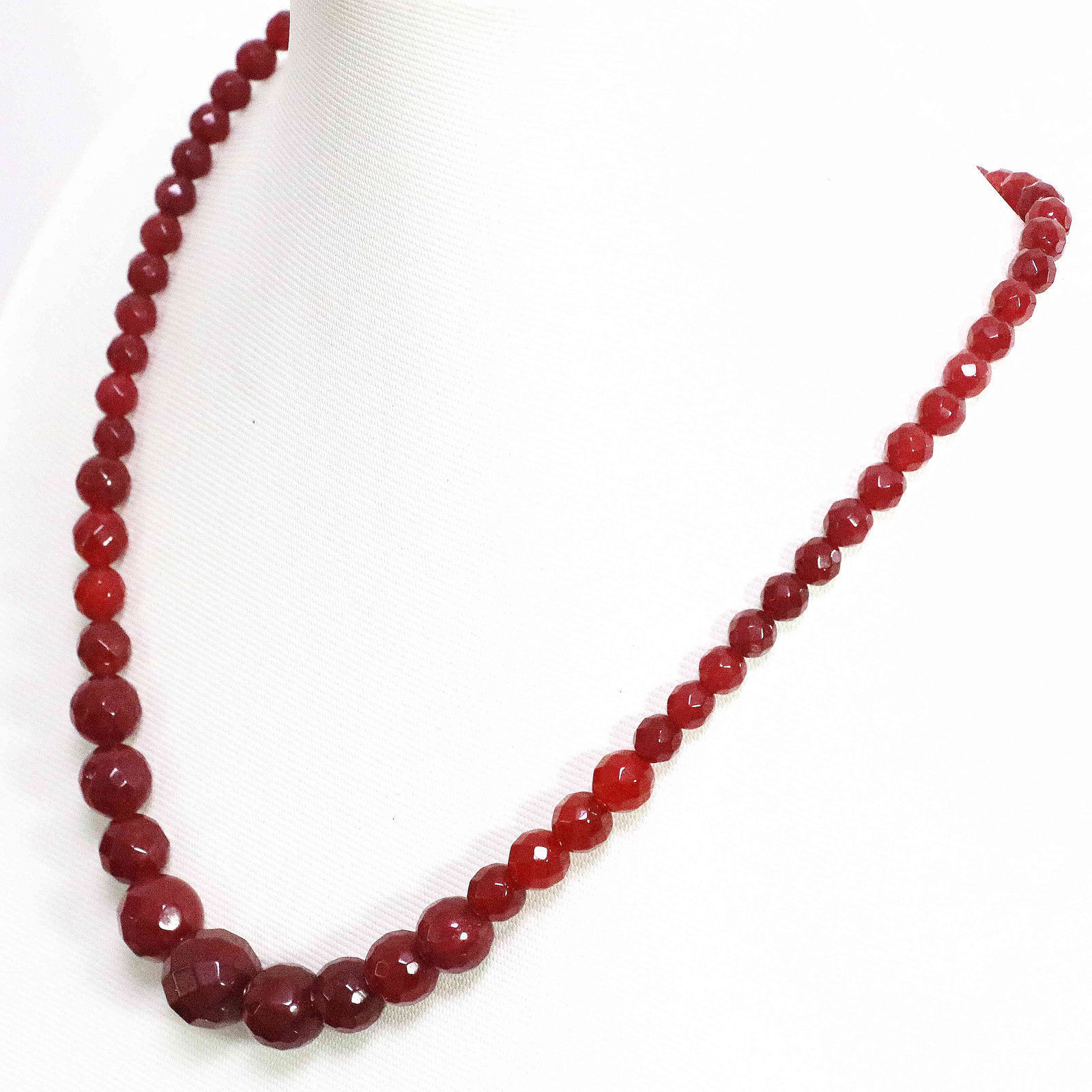 jewelry Faceted 6-14mm Exquisite Red Ruby Round Beads Gems Necklace 18″ AAA+