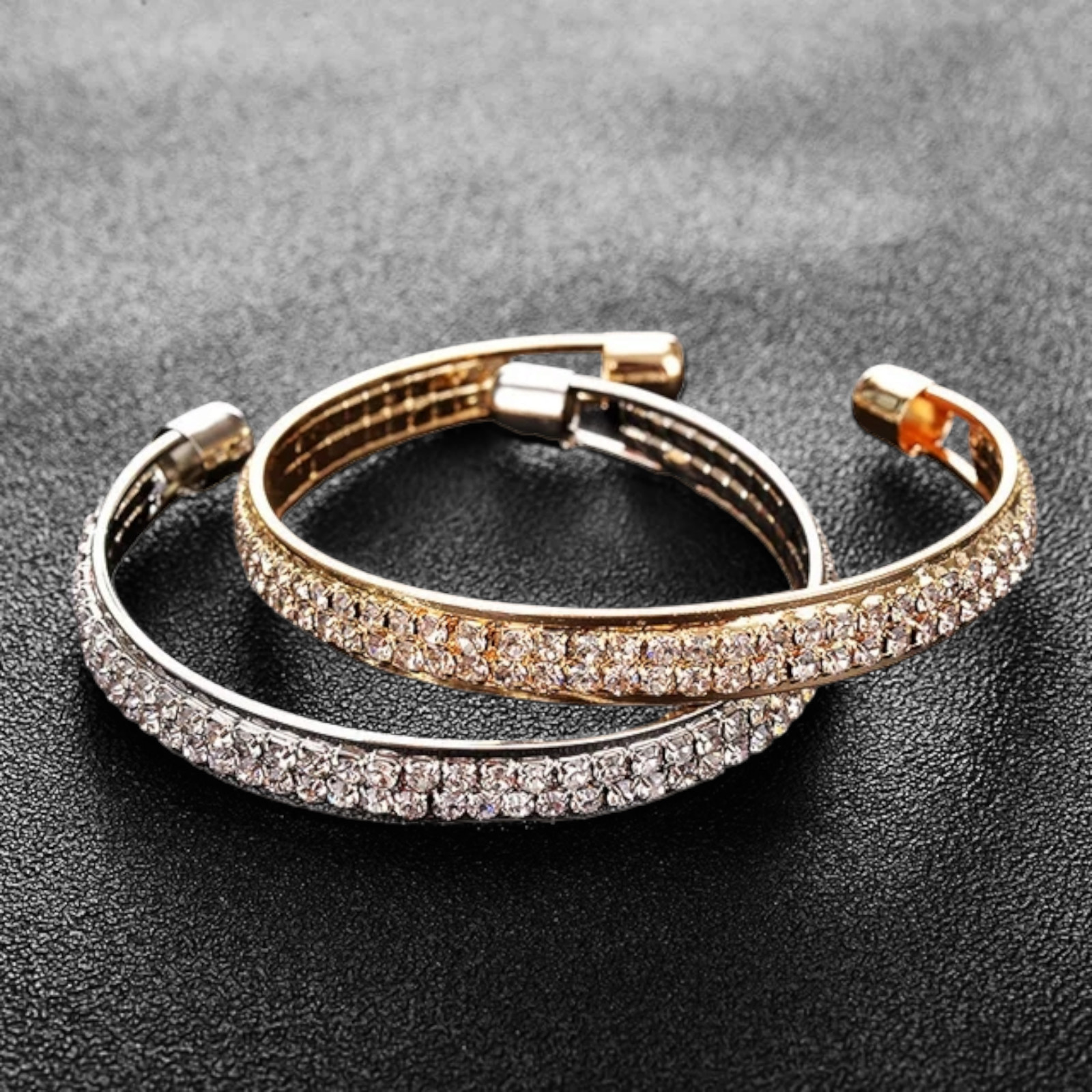 Gold, Silver Plated Iced Out Cuff Bangle Bracelet With CZ Hip Hop Jewelry Women
