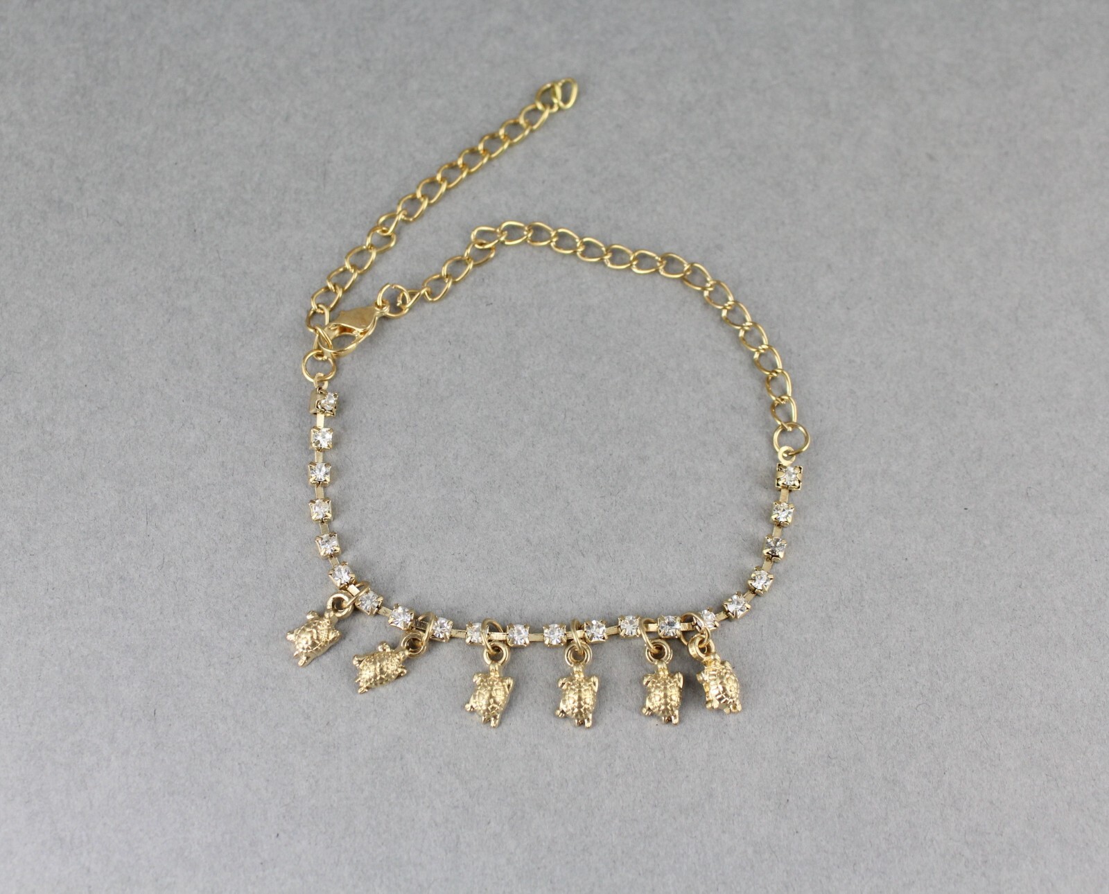 gold anklet turtle pendant charm dangle adjustable ankle bracelet 8-10″