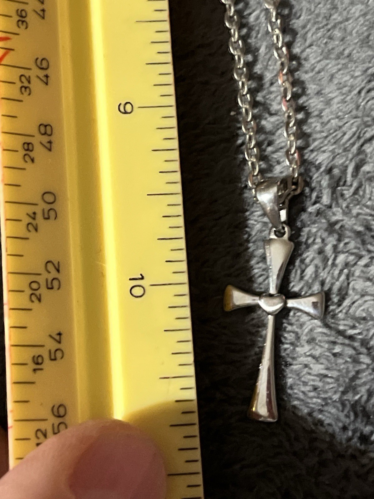 VTG 1″ Cross w Heart Silver Tone Stainless Steel Pendant 19″ Necklace Gift