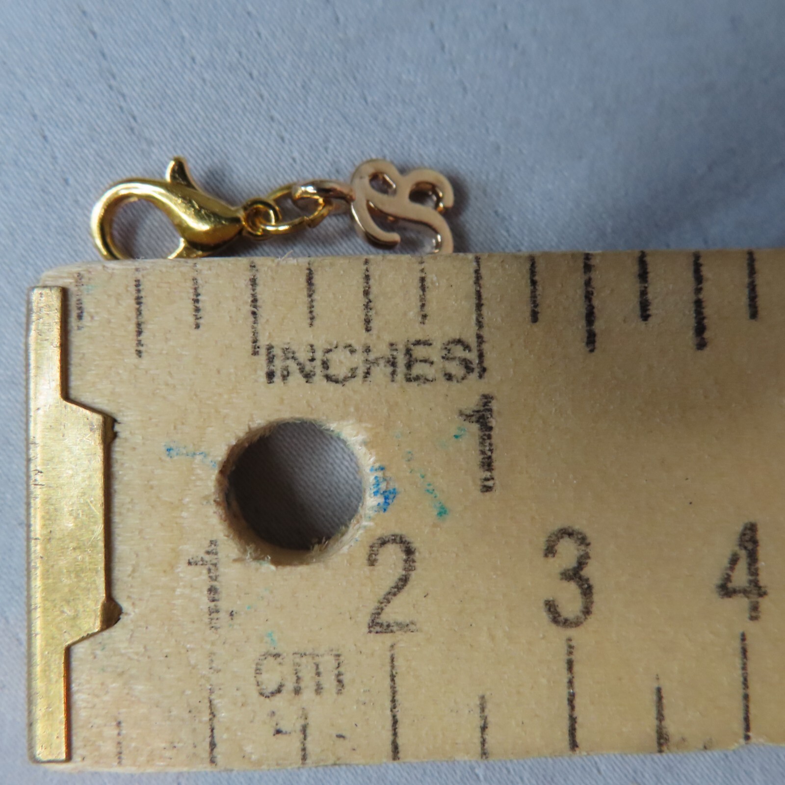 Initial CURSIVE LETTER B Charm Zipper Pull Keychain Add On Clip Gold Tone