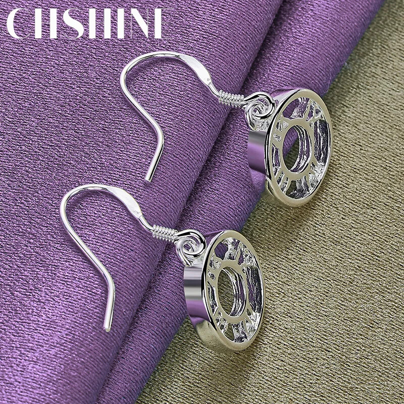 CHSHINE 925 Sterling Silver Round Roman Numerals Earrings Fashion Charm Jewelry