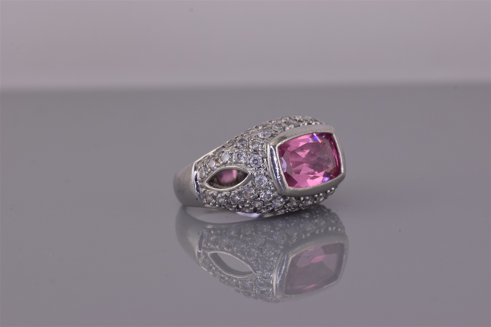 Ross Simon Sterling Silver Pink & White Cubic Zirconia Band Ring 925 Sz: 6